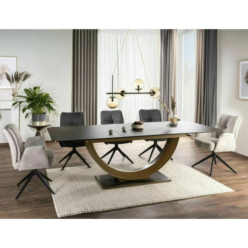 Стіл обідній розкладний WILSON CERAMIC Бронзовий Ossido Bruno / Антична бронза Діаметр 180(240)X100 Signal