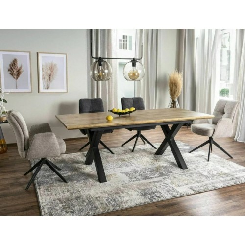 Стіл обідній розкладний XAVIERO II Дуб Артісан / Чорний Діаметр 160(240)X90 XAVIEROIIDAC160 Signal