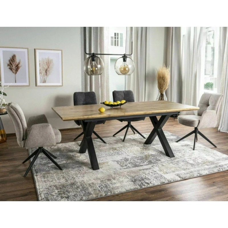 Стіл обідній розкладний XAVIERO II Дуб Артісан / Чорний Діаметр 160(240)X90 XAVIEROIIDAC160 Signal