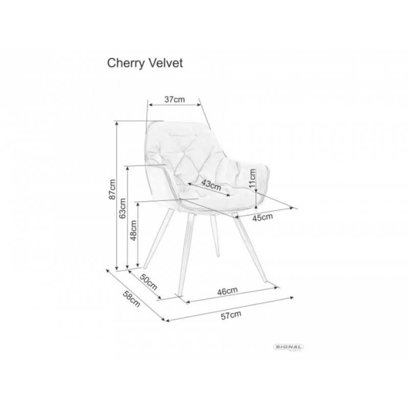 Стілець кухонний CHERRY VELVET чорний каркас / капучино BL.38 CHERRYVCCA Signal