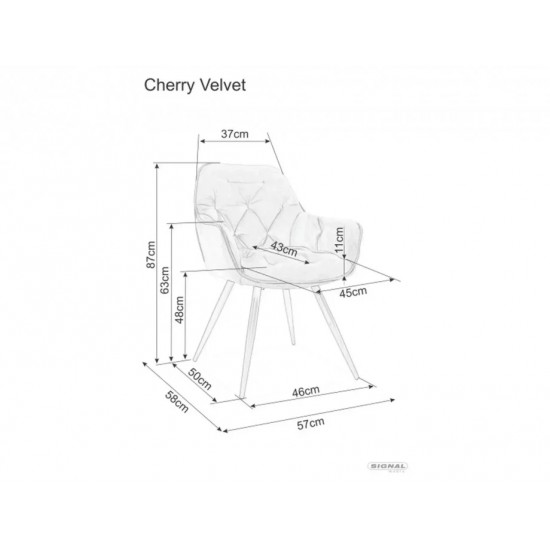 Стілець кухонний CHERRY VELVET чорний каркас / світлий беж BL.30 CHERRYVCJBE30 Signal Стілець кухонний CHERRY VELVET чорний каркас / світлий беж BL.30 CHERRYVCJBE30 Signal