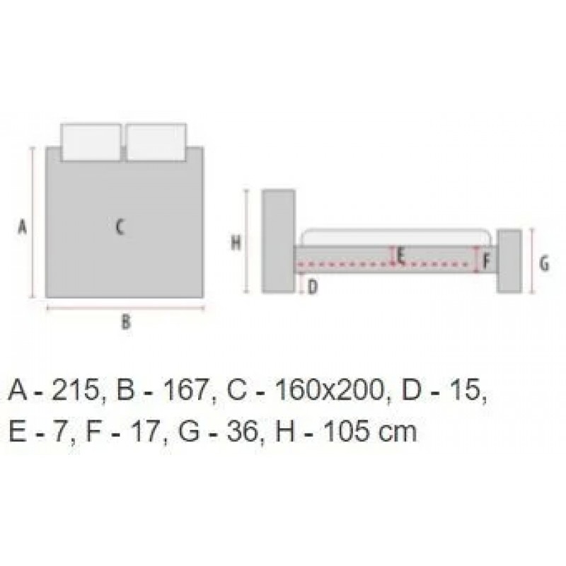 Двоспальне ліжко Acoma 160X200 Сірий Signal