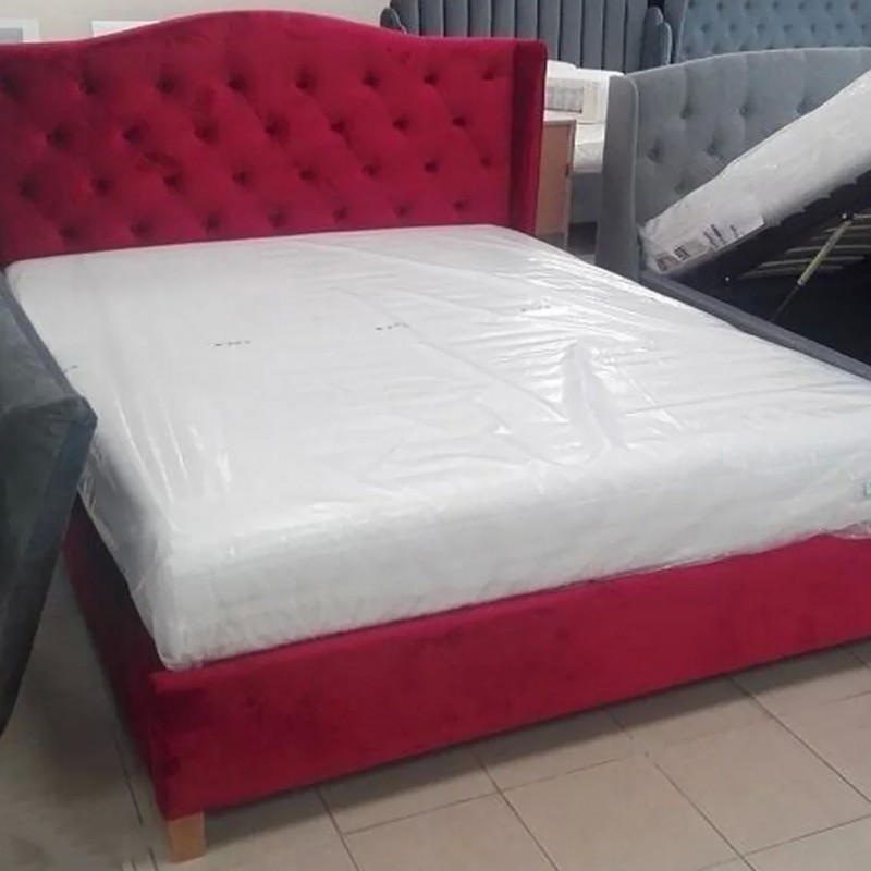 Двоспальне ліжко Aspen Velvet 160X200 Бордовий Signal