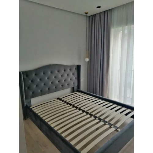 Двоспальне ліжко Aspen Velvet 160X200 Сірий / Дуб Signal