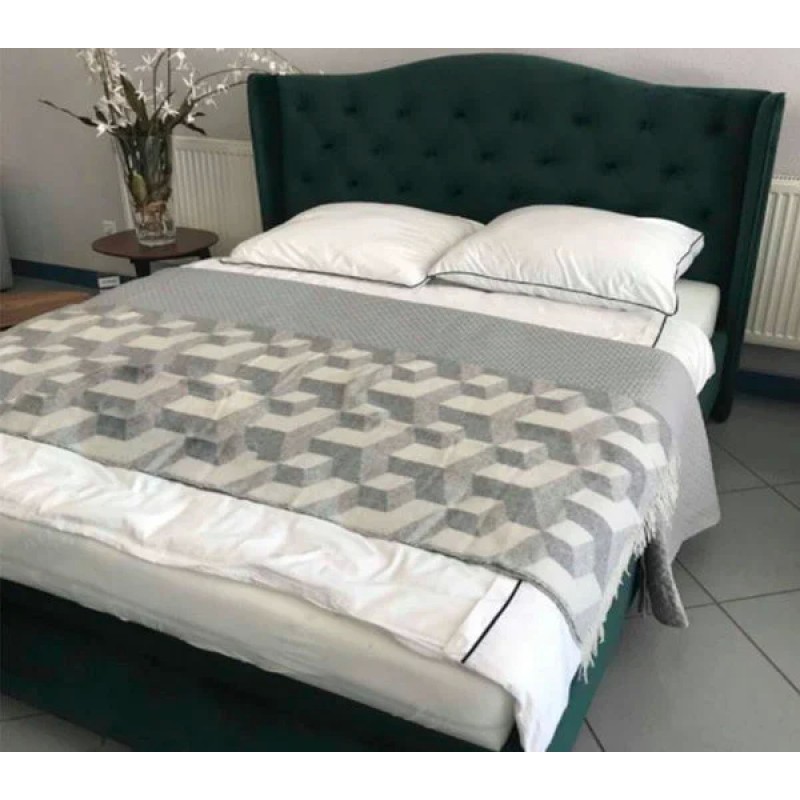 Двоспальне ліжко Aspen Velvet 160X200 Зелений / Дуб Signal