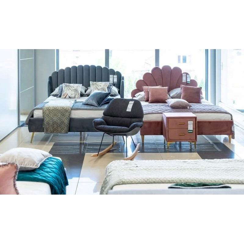 Двоспальне ліжко Calabria Velvet 160X200 Сірий Signal