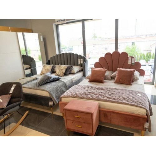 Двоспальне ліжко Calabria Velvet 160X200 Сірий Signal