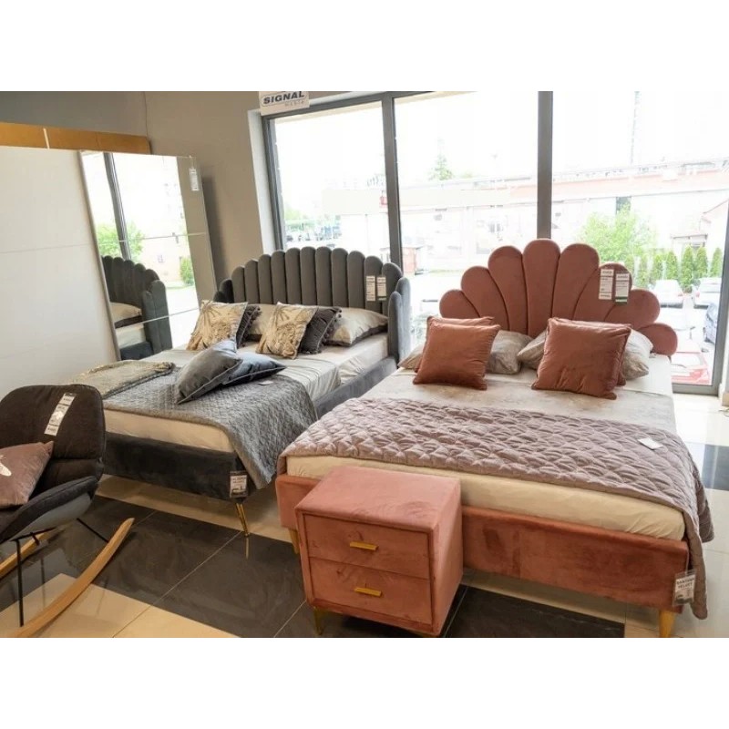 Двоспальне ліжко Calabria Velvet 160X200 Сірий Signal