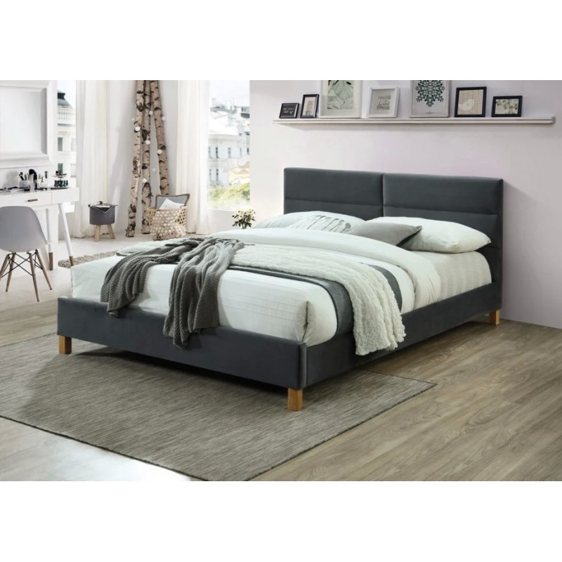 Двоспальне ліжко Sierra Velvet 160х200 Сірий Signal