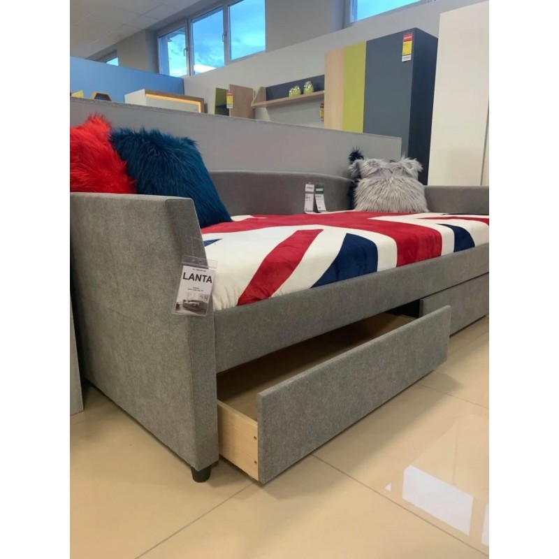 Односпальне ліжко Lanta 90X200 Сірий Signal