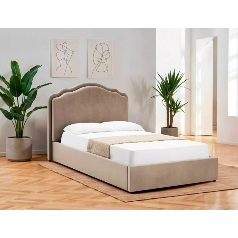 Ліжко двоспальне м'яке Florencja Velvet 160×200 Темно-бежева велюр Bluvel Signal