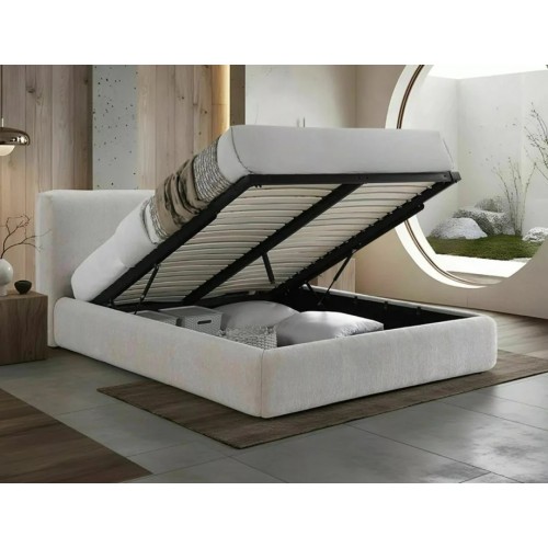 Ліжко двоспальне м'яке Modena Raven 160×200 Бежева тканина Signal