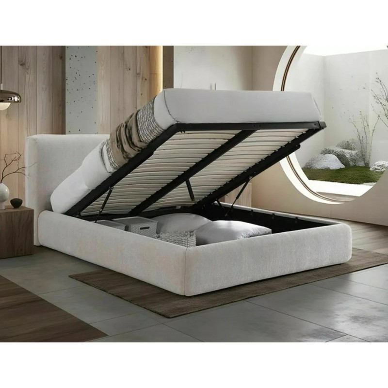 Ліжко двоспальне м'яке Modena Raven 160×200 Бежева тканина Signal