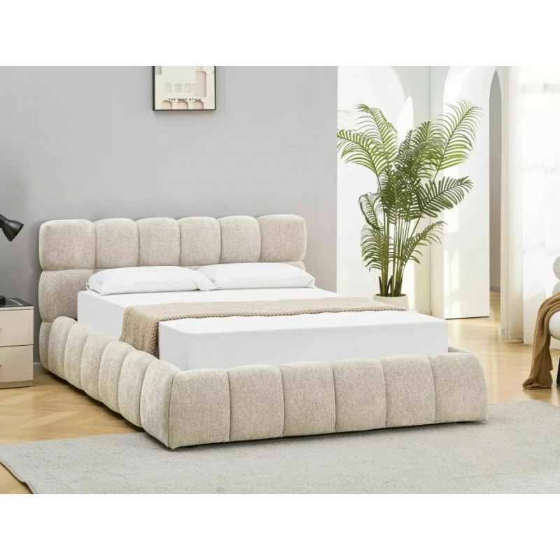 Ліжко двоспальне м'яке Parma Raven 160×200 Бежева тканина Signal