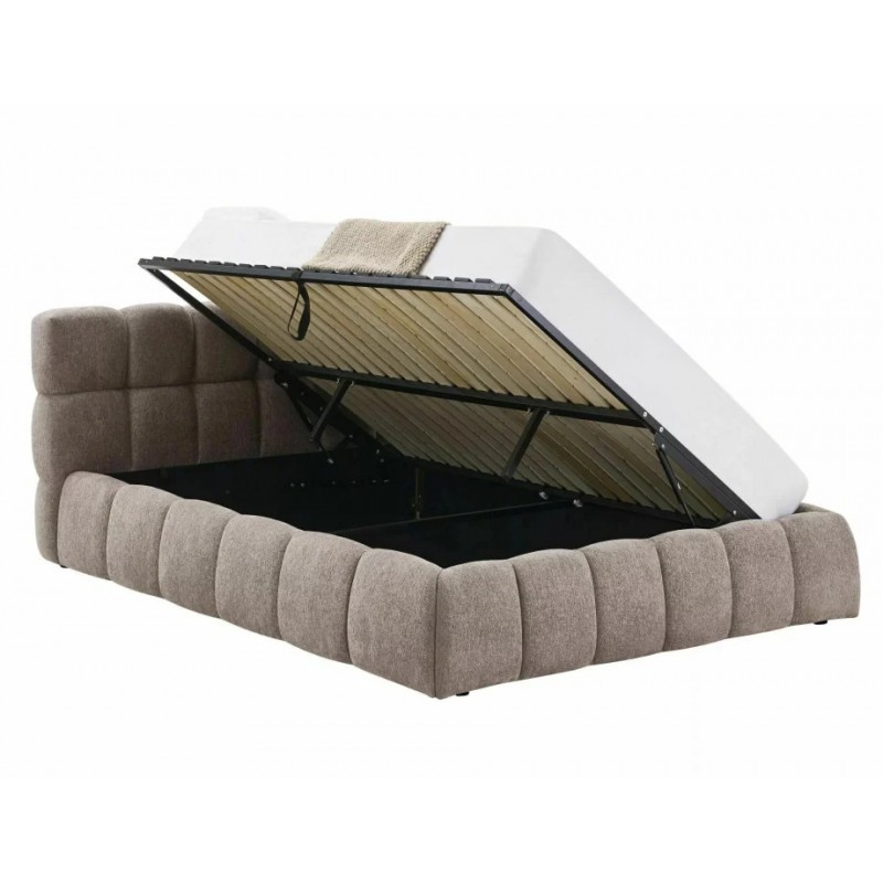 Ліжко двоспальне м'яке Parma Raven 160×200 Темно-бежева тканина Signal