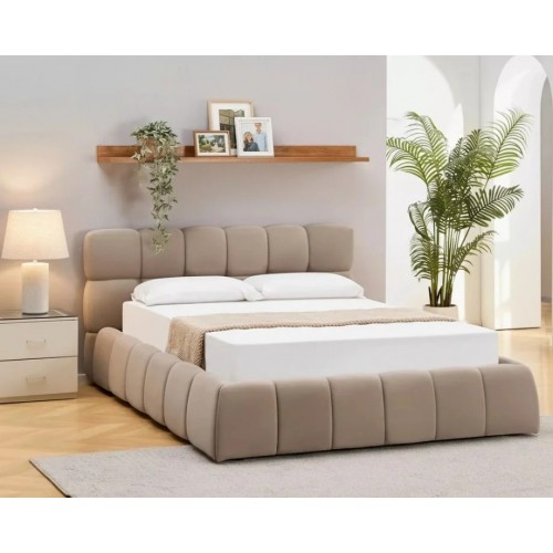 Ліжко двоспальне м'яке Parma Velvet 160×200 Темно-бежева велюр Bluvel Signal