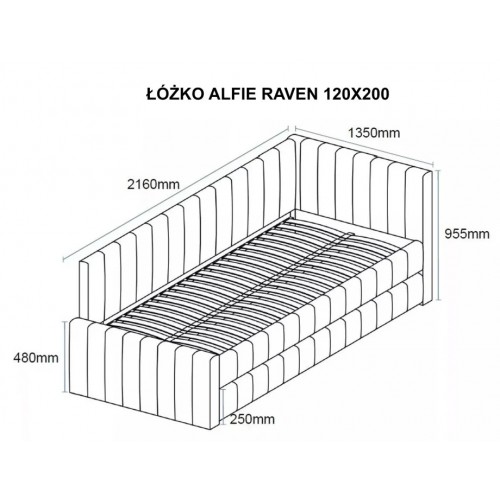 Ліжко односпальне м'яке Alfie Raven 120×200 Бежева тканина Signal