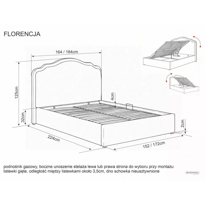 Ліжко полуторне м'яке Florencja Raven 140×200 Темно-бежева тканина Signal