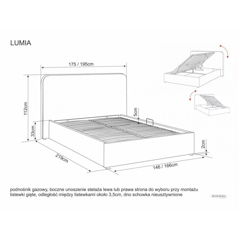 Ліжко полуторне м'яке Lumia Velvet 140×200 Темно-бежева велюр Bluvel Signal