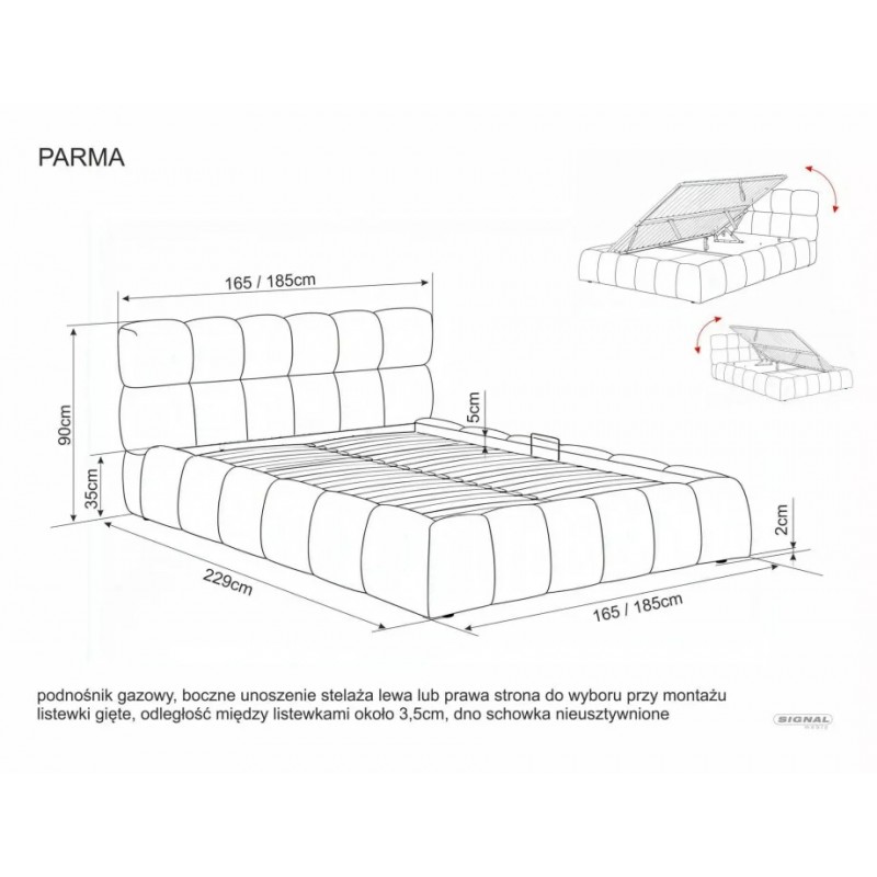 Ліжко полуторне м'яке Parma Raven 140×200 Бежева тканина Signal