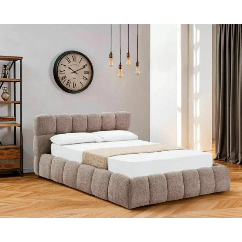 Ліжко полуторне м'яке Parma Raven 140×200 Темно-бежева тканина Signal