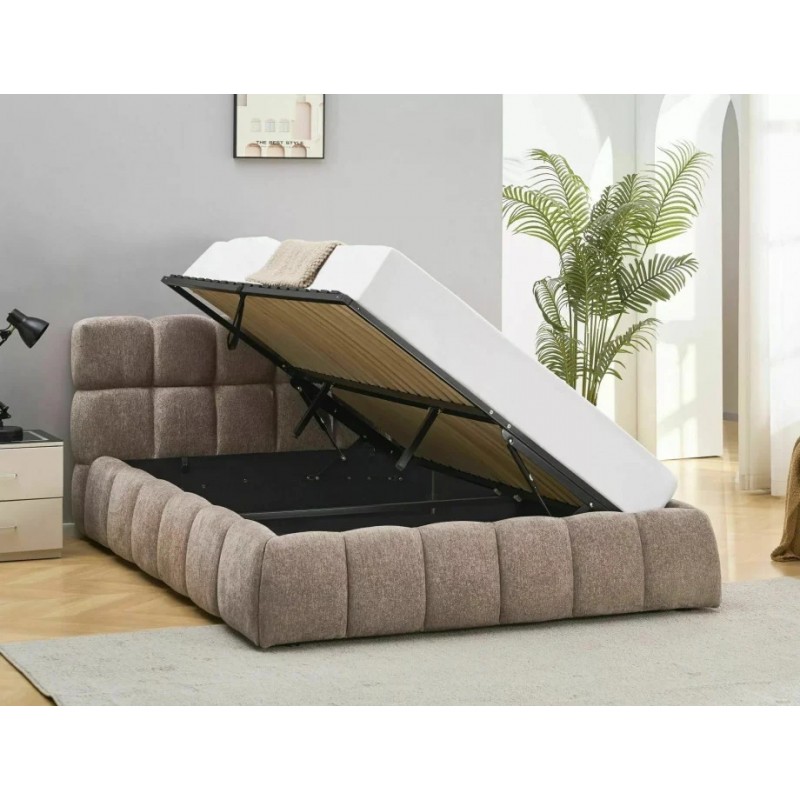 Ліжко полуторне м'яке Parma Raven 140×200 Темно-бежева тканина Signal