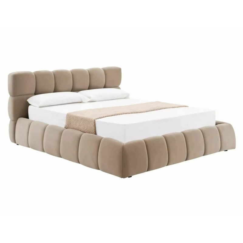 Ліжко полуторне м'яке Parma Velvet 140×200 Темно-бежева велюр Bluvel Signal