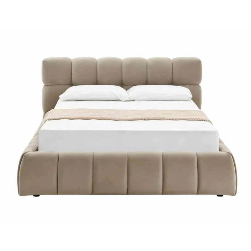 Ліжко полуторне м'яке Parma Velvet 140×200 Темно-бежева велюр Bluvel Signal