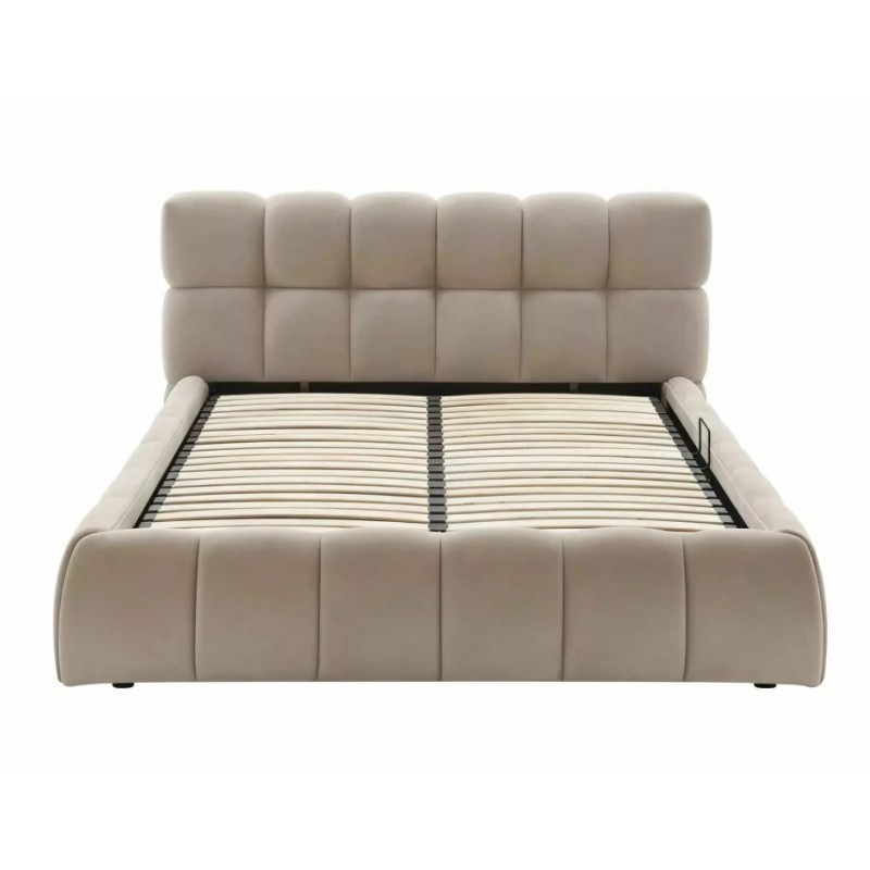 Ліжко полуторне м'яке Parma Velvet 140×200 Темно-бежева велюр Bluvel Signal