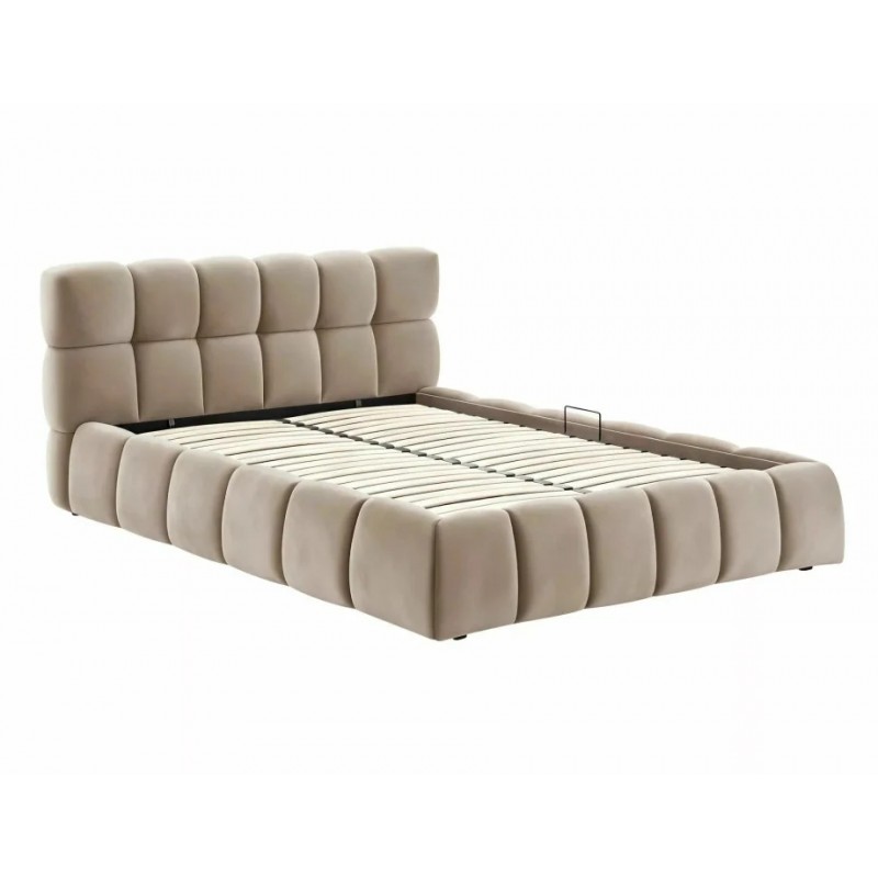 Ліжко полуторне м'яке Parma Velvet 140×200 Темно-бежева велюр Bluvel Signal