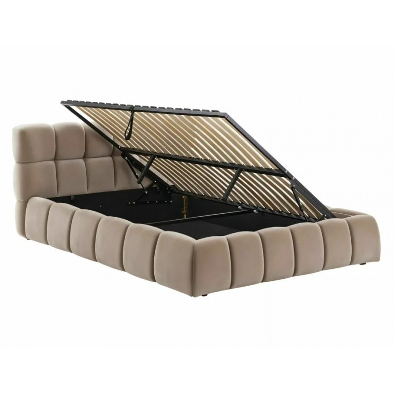 Ліжко полуторне м'яке Parma Velvet 140×200 Темно-бежева велюр Bluvel Signal