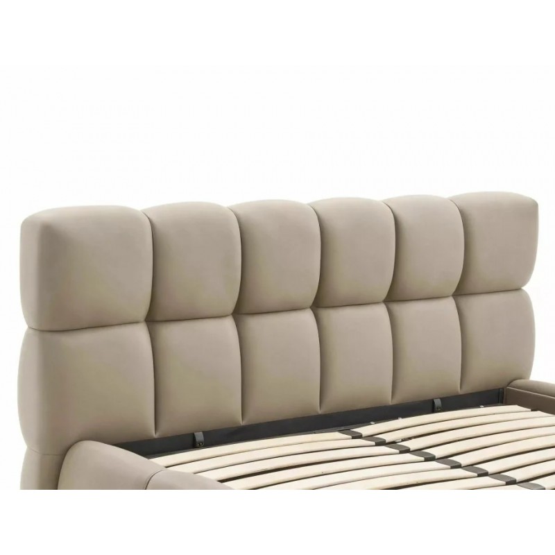 Ліжко полуторне м'яке Parma Velvet 140×200 Темно-бежева велюр Bluvel Signal