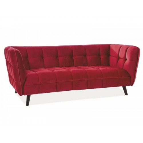 Диван CASTELLO 3 VELVET бордо BLUVEL 59 / венге Signal