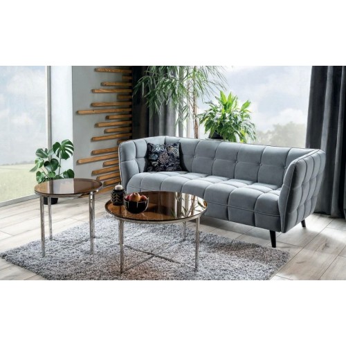 Диван CASTELLO 3 VELVET сірий BLUVEL 14 / венге Signal
