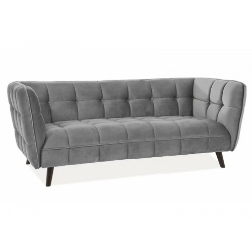 Диван CASTELLO 3 VELVET сірий BLUVEL 14 / венге Signal