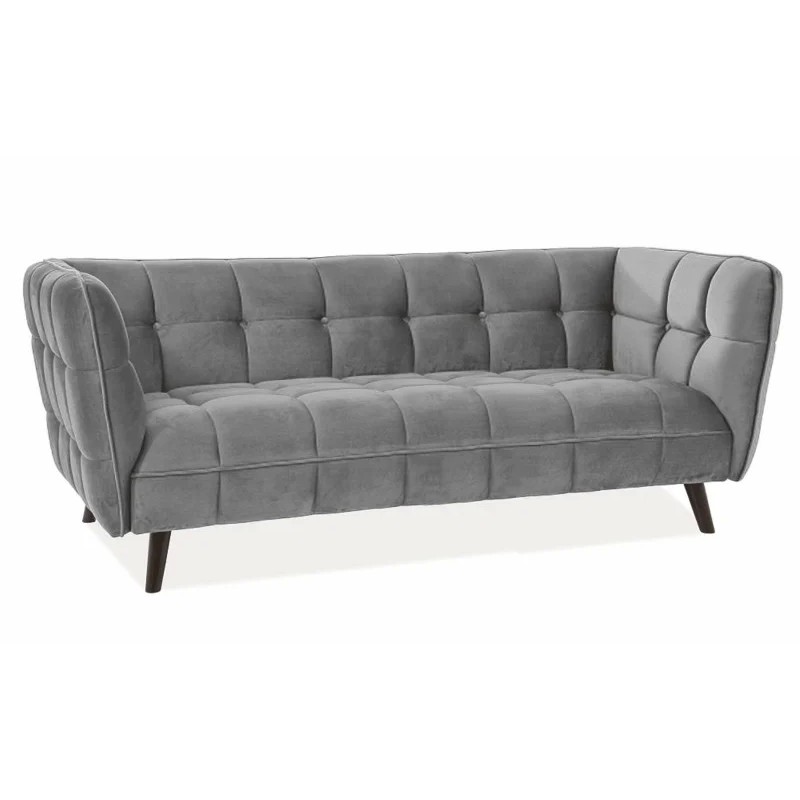 Диван CASTELLO 3 VELVET сірий BLUVEL 14 / венге Signal