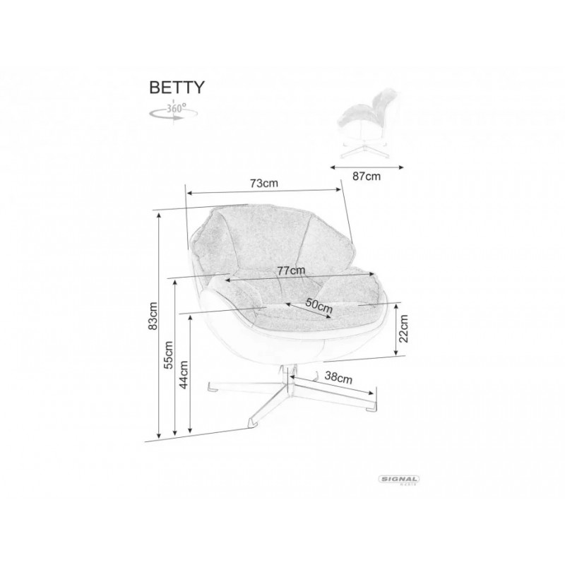 Крісло BETTY чорний каркас / чорне Тк.242 BETTYC Signal