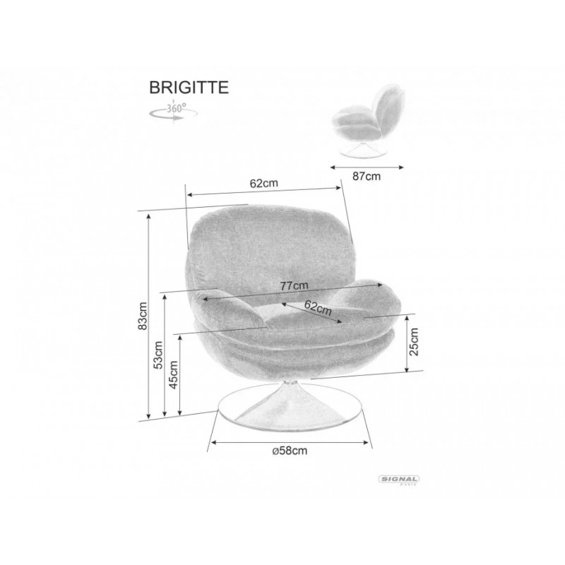 Крісло BRIGITTE BREGO хром каркас / світлий беж 22 BRIGITTEBRJBE22 Signal Крісло BRIGITTE BREGO хром каркас / світлий беж 22 BRIGITTEBRJBE22 Signal
