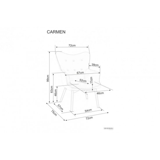 Крісло CARMEN VELVET чорний мат/чорне BL.19 Signal Крісло CARMEN VELVET чорний мат/чорне BL.19 Signal