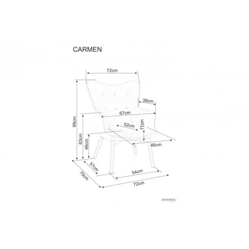Крісло CARMEN VELVET оливка/чорний мат BL.77 CARMENVOLC Signal