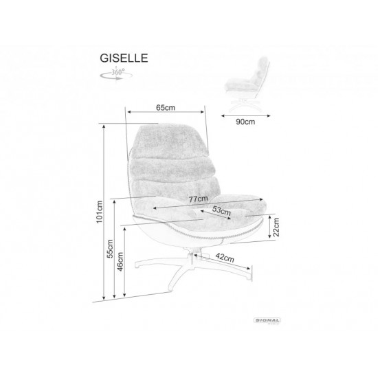 Крісло GISELLE сіре Тк.240 / сіре шкіра синт. Тк.243 GISELLESZ Signal Крісло GISELLE сіре Тк.240 / сіре шкіра синт. Тк.243 GISELLESZ Signal