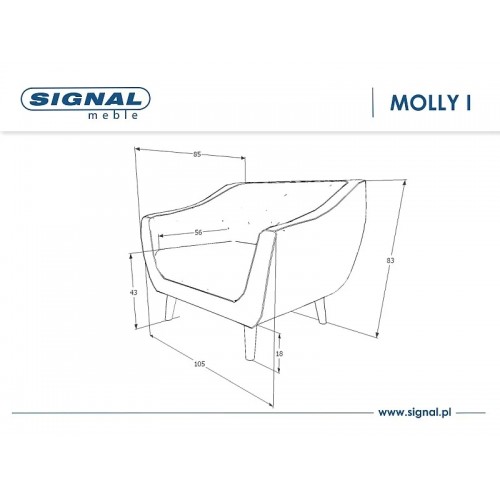 Крісло MOLLY 1 VELVET беж BLUVEL 28 / венге (T) MOLLY1V28BE Signal