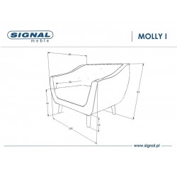 Крісло MOLLY 1 VELVET Бежевий BLUEVEL 40 / венге MOLLY1V40CBE Signal