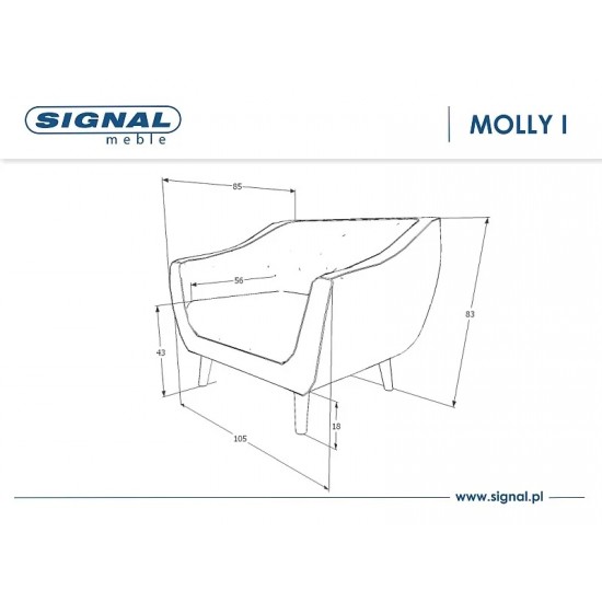 Крісло MOLLY 1 VELVET Оливковий BLUVEL 77 / венге MOLLY1V77OL Signal Крісло MOLLY 1 VELVET Оливковий BLUVEL 77 / венге MOLLY1V77OL Signal