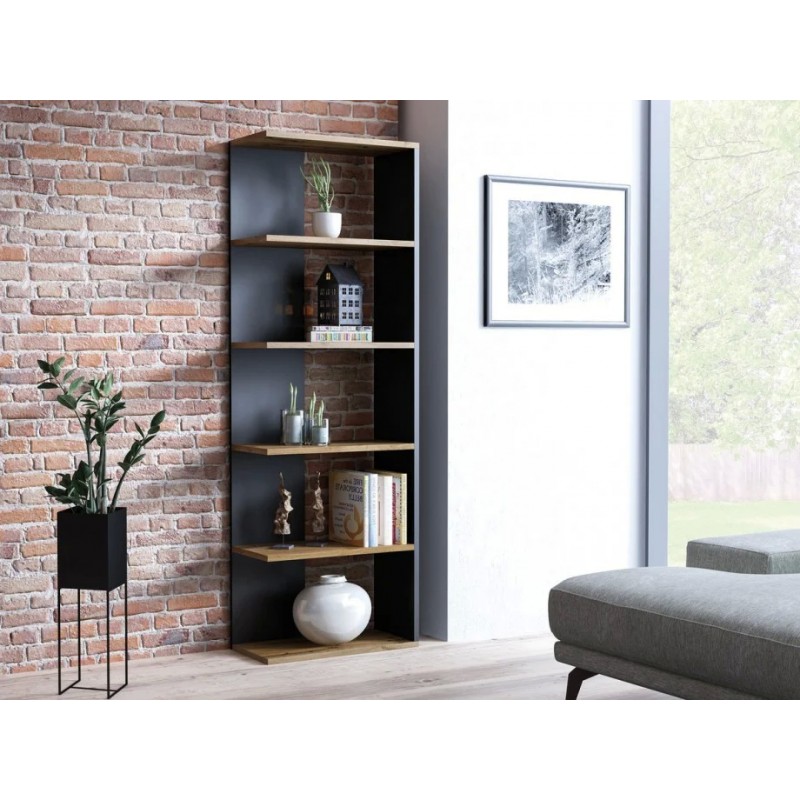 Стелаж CORNER дуб вотан / чорний 170x60 Signal