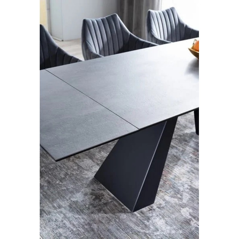 Стіл обідній розкладний SALVADORE CERAMIC 180(260)*90 сірий Антрацит мармур/чорний мат SALVADORESZC180 Signal