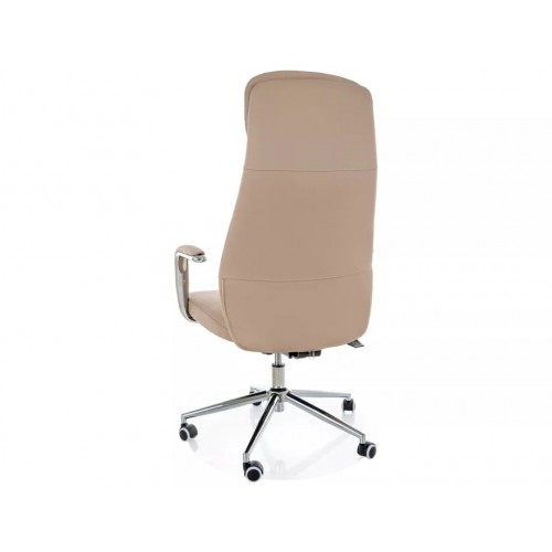 Крісло офісне комп'ютерне поворотне Q-05 Бежева екошкіра / Хром каркас Signal