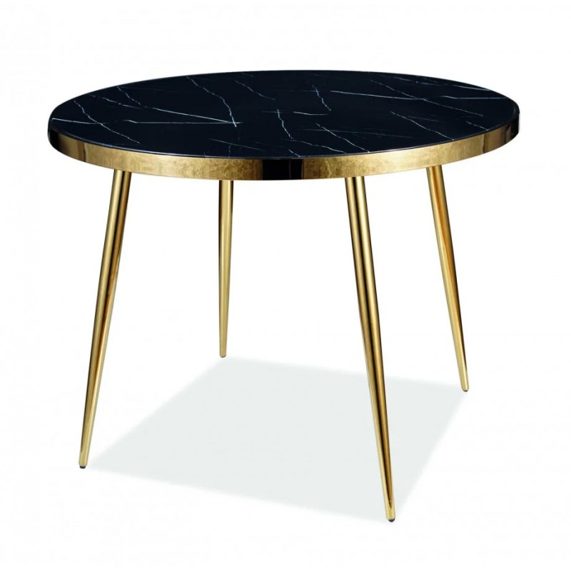 Стіл CALVIN чорний ефект мармуру / золото Діаметр 100 Signal