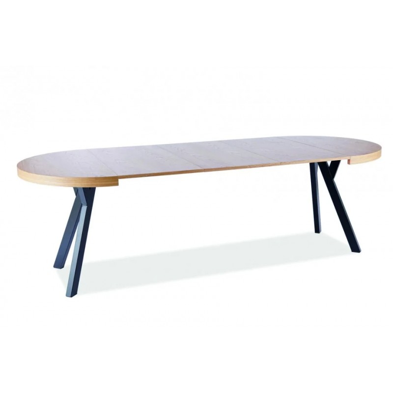 Стіл DOMINGO ШПОН натуральний дуб / чорний Діаметр100 (100-250) Signal