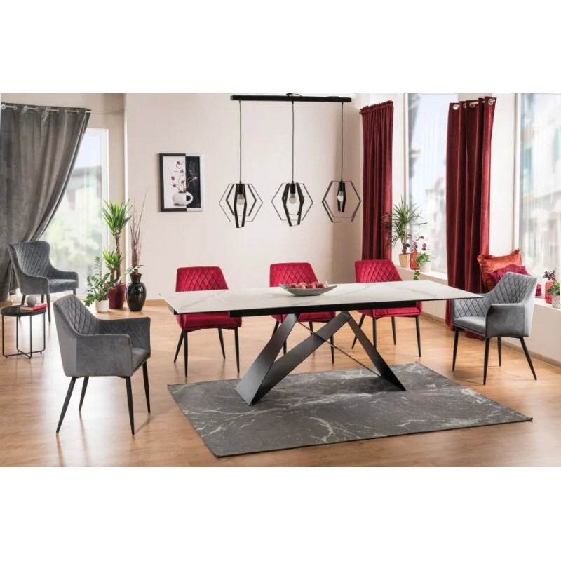 Стіл обідній Westin III Ceramic 160(240)x90 Білий / Чорний Мат Signal